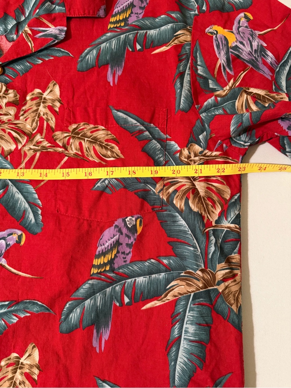 Paradise Found VTG Jungle Bird Hawaiian Shirt Floral Magnum PI Aloha Red Size M - Picture 8 of 9